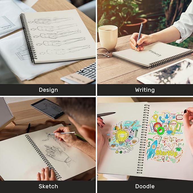 12 Pack Sketch Books Bulk 7.5&#x22; x 10&#x22; Spiral Bound Sketch Pads for Drawing Hardcover 60 Sheets Bulk Sketchbooks 100gsm (Black)