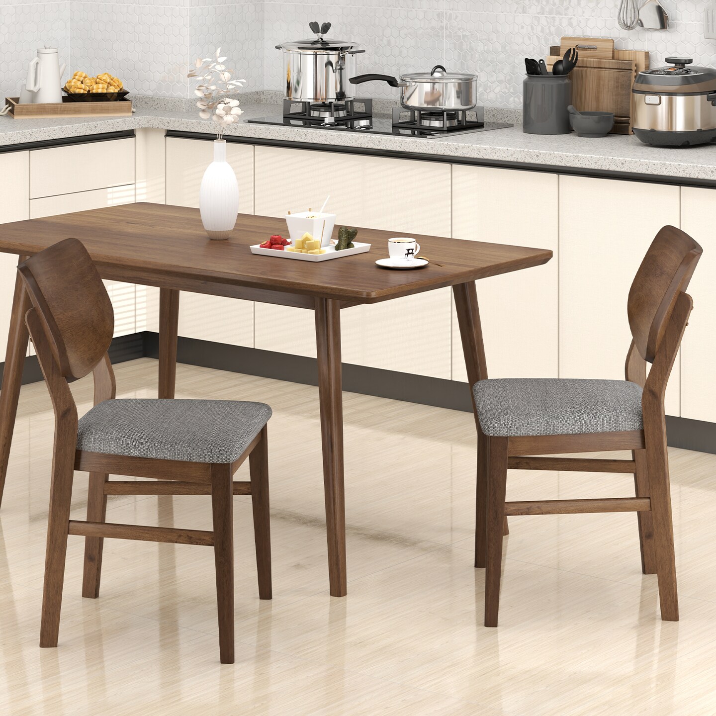 Set of 2 Farmhouse Style Kitchen Chairs with Comfortable Padded Seat