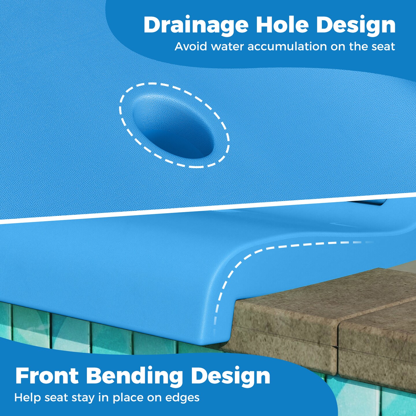 Foldable Outdoor Pool Chair with Handle and Back Support