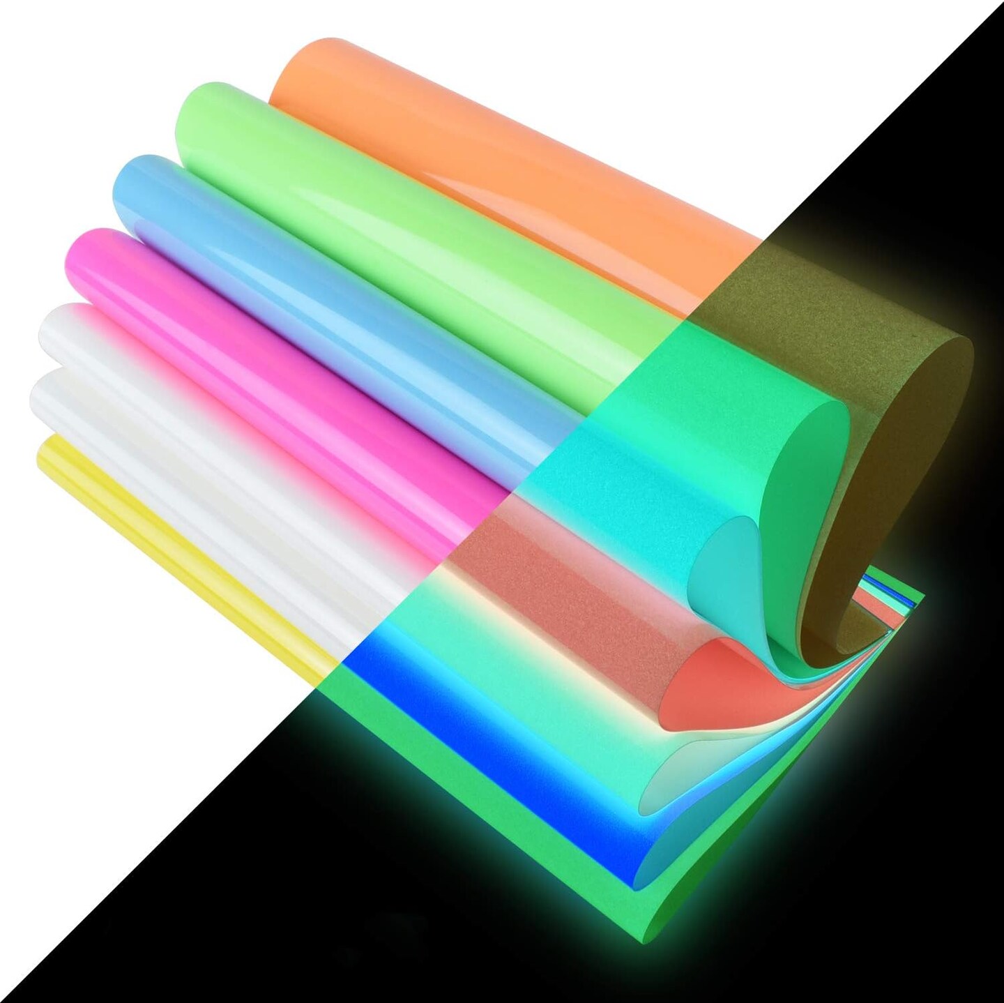 Heat Transfer Vinyl Glow in Dark Iron on Vinyl 9 Pack 12"x 10" (Luminous)