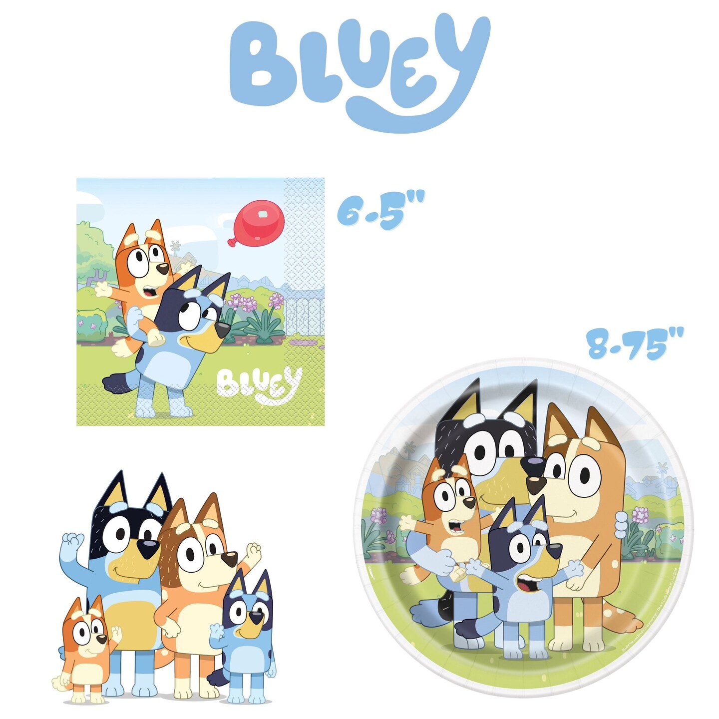 Bluey Birthday Party Supplies Bundle with Bluey Dinner Plates and Bluey Napkins - Serves 16