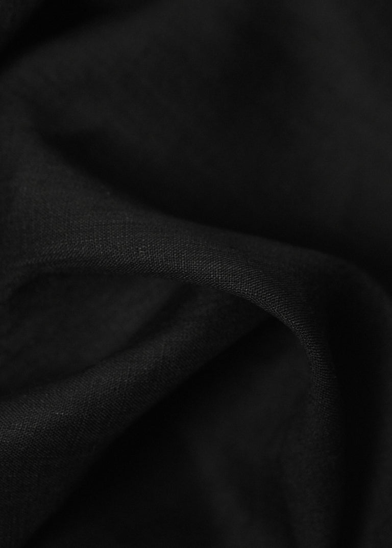 1 Yard Softened Black Solid Linen Fabric Lightweight 58 Inches Wide for Apparel and Home Decor