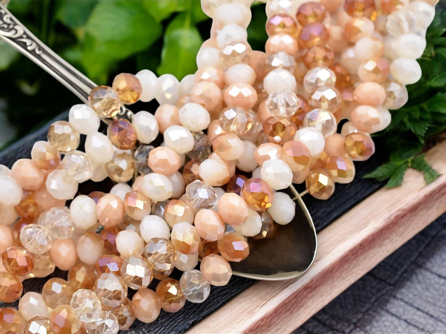 6x8mm Mixed Peach Electroplated Glass Faceted Rondelle Beads (16" Strand)