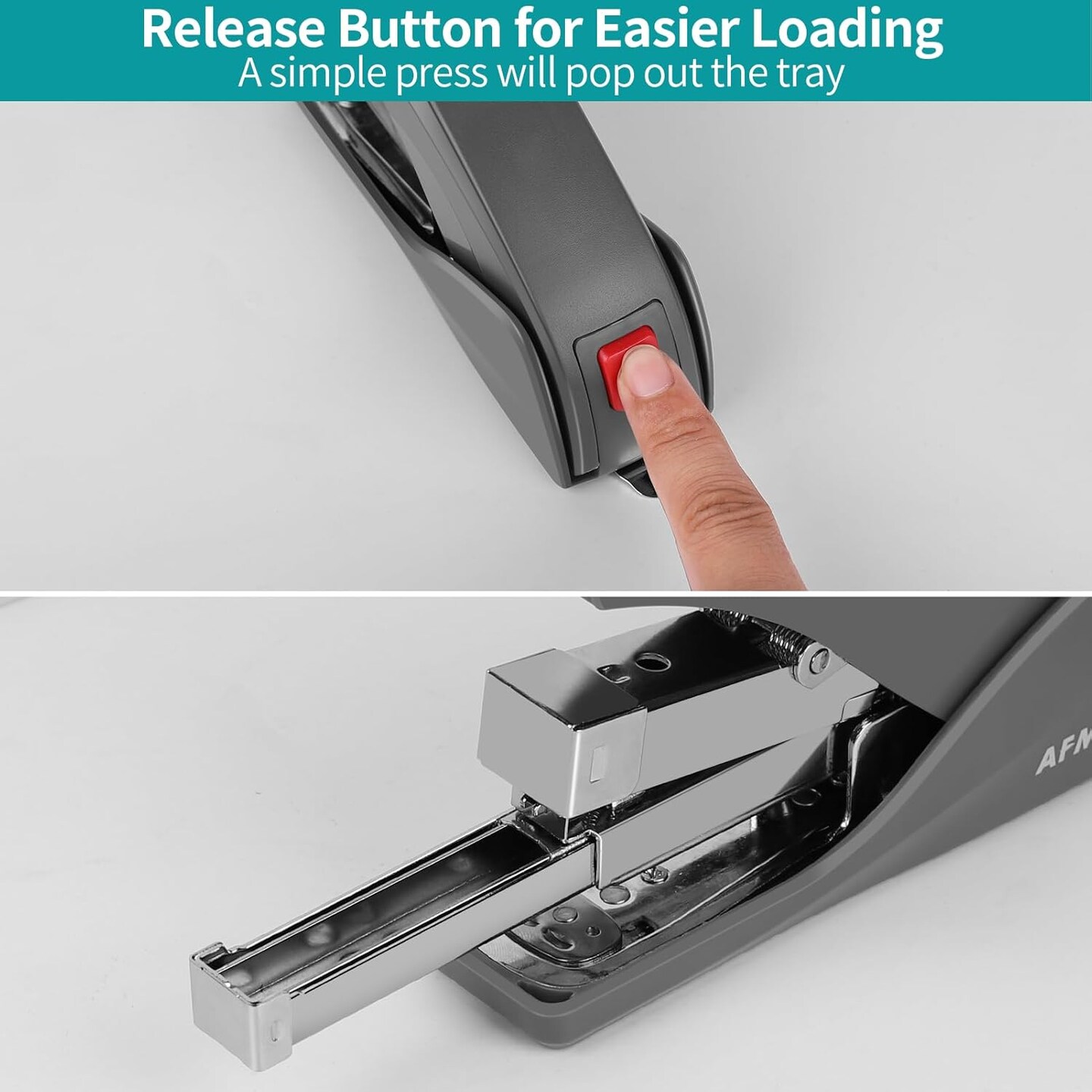Stapler for Desk, 50 Sheets Effortless Stapler, Ergonomic Office Stapler, Low Force, One Touch Stapling Desk Stapler, Built-in Staple Remover, Portable &#x26; Space Save Size, Good for Home &#x26; Office