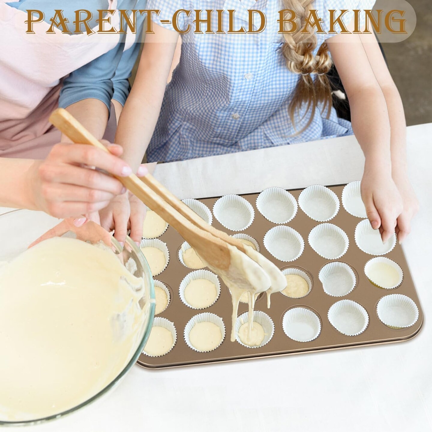 24-Cup Nonstick Mini Cupcake &#x26; Muffin Pans - Carbon Steel Baking Pans, 3 Pack, Durable Muffin Tin, Easy to Clean, Perfect for Baking Cupcakes &#x26; Mini Muffins, Oven Safe, BPA-Free