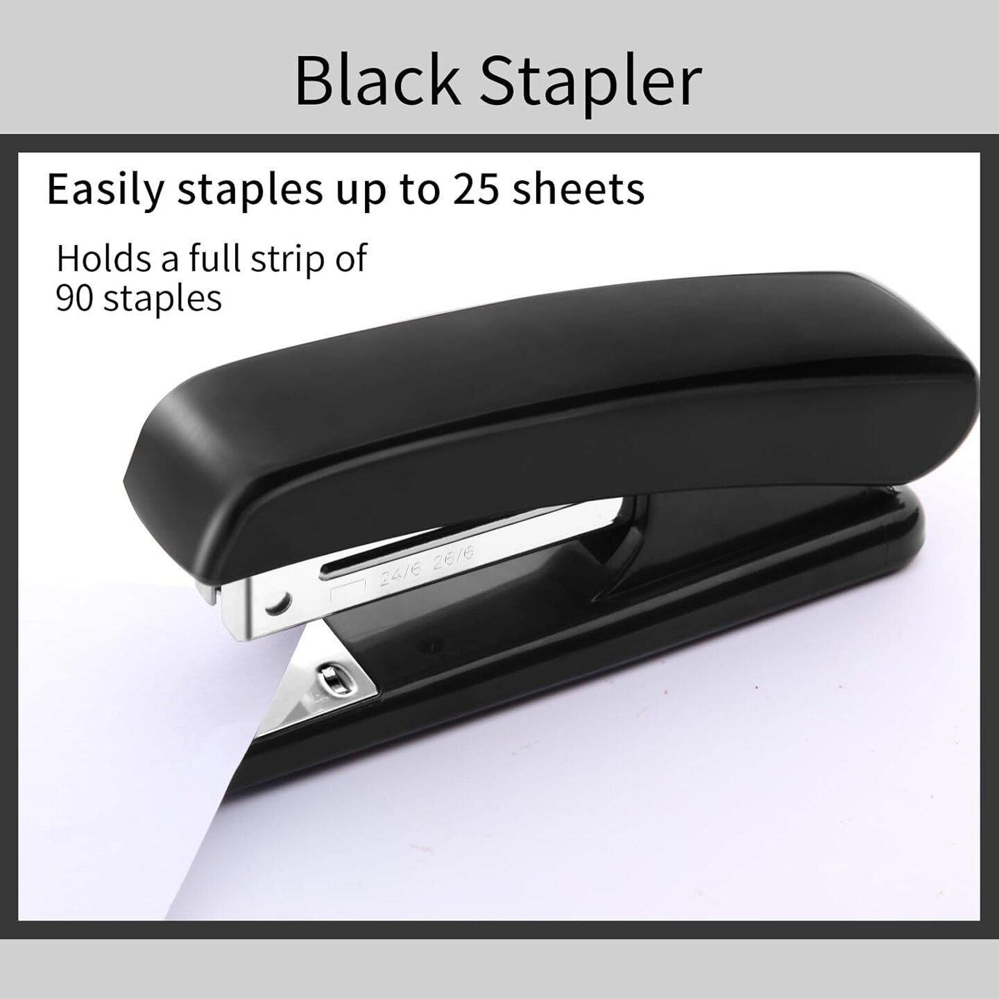 Black Modern Office Stapler, 25 Sheet Capacity, Automatic, Includes 1000 Staples and Staple Remover