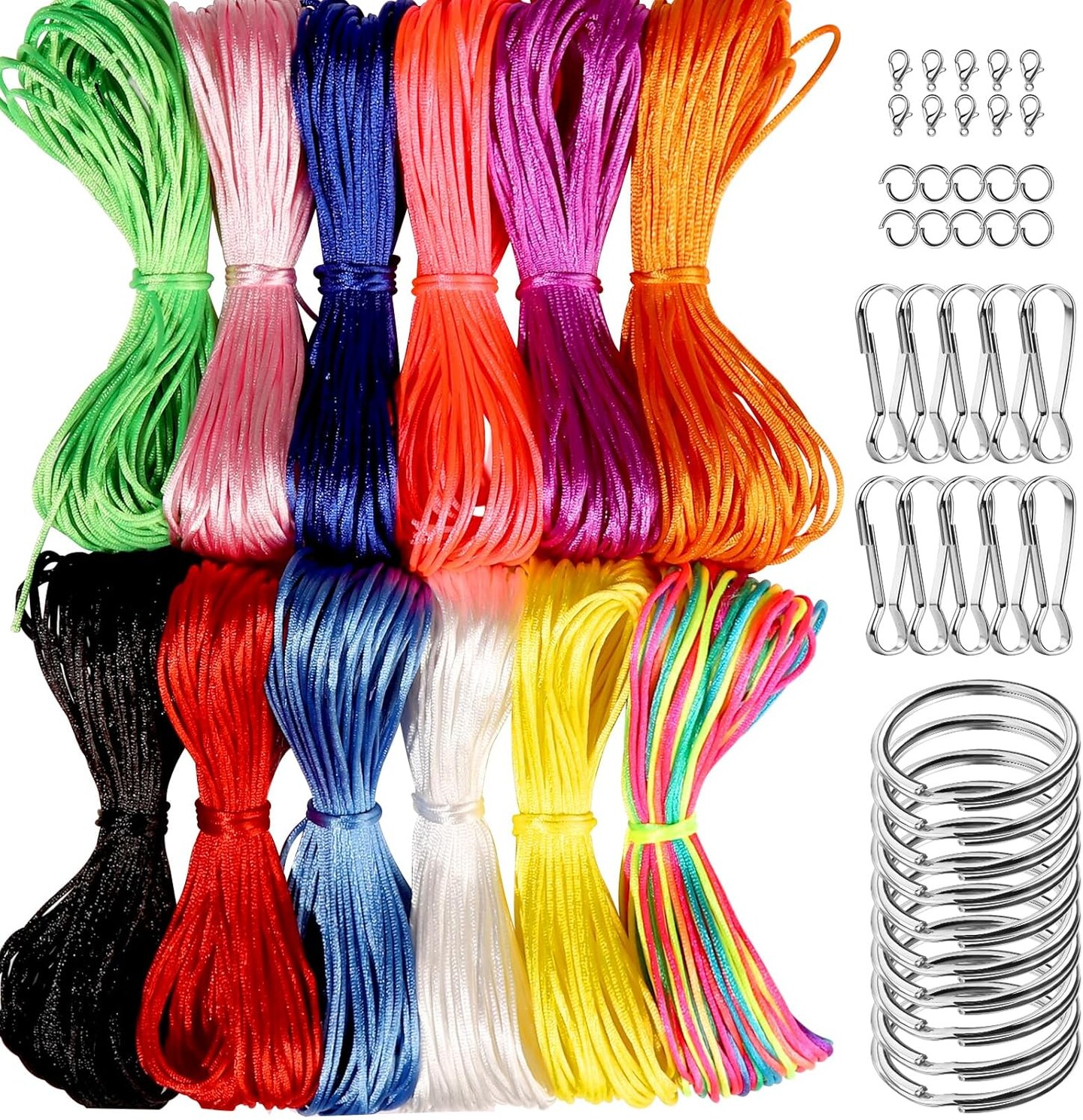 12 Colors Nylon String for Bracelets, Waxed String for Bracelet Making, Satin Nylon Cord for Jewelry Making, Nylon Beading Thread for Craft, String for Bracelet, Necklace, Knit Craft 12 Rolls