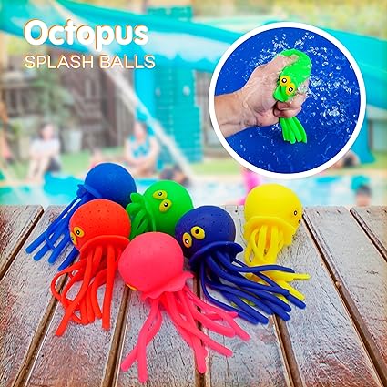 4E&#x27;s Novelty 6 Pack Octopus Water Balls - Water Balls Pool Toys for Summer