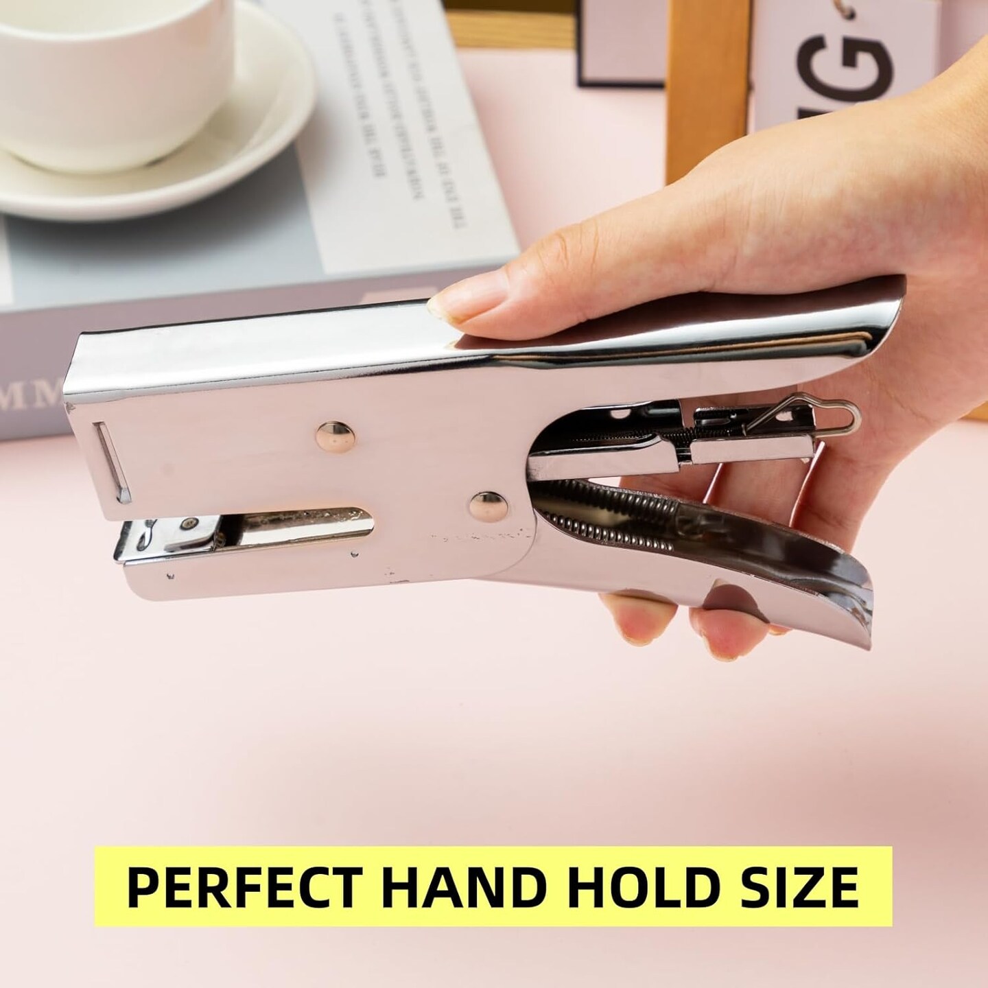Heavy-Duty Full-Strip Metal Plier Stapler, Large Capacity Stapler with Standard 24/6 Metal Staples 1000 pcs for Desktop Work Office &#x26; School Supplies