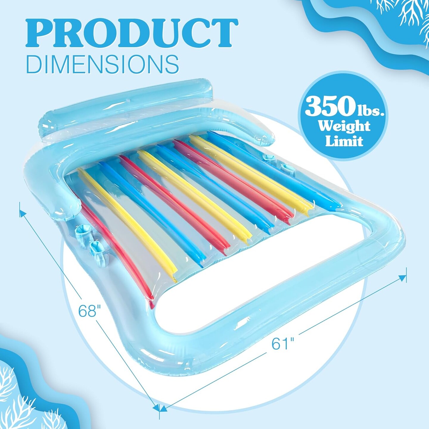 4E&#x27;s Novelty 2 Person Pool Lounger with Cup Holder - Inflatable Floats for Adults for Summer Party Favors