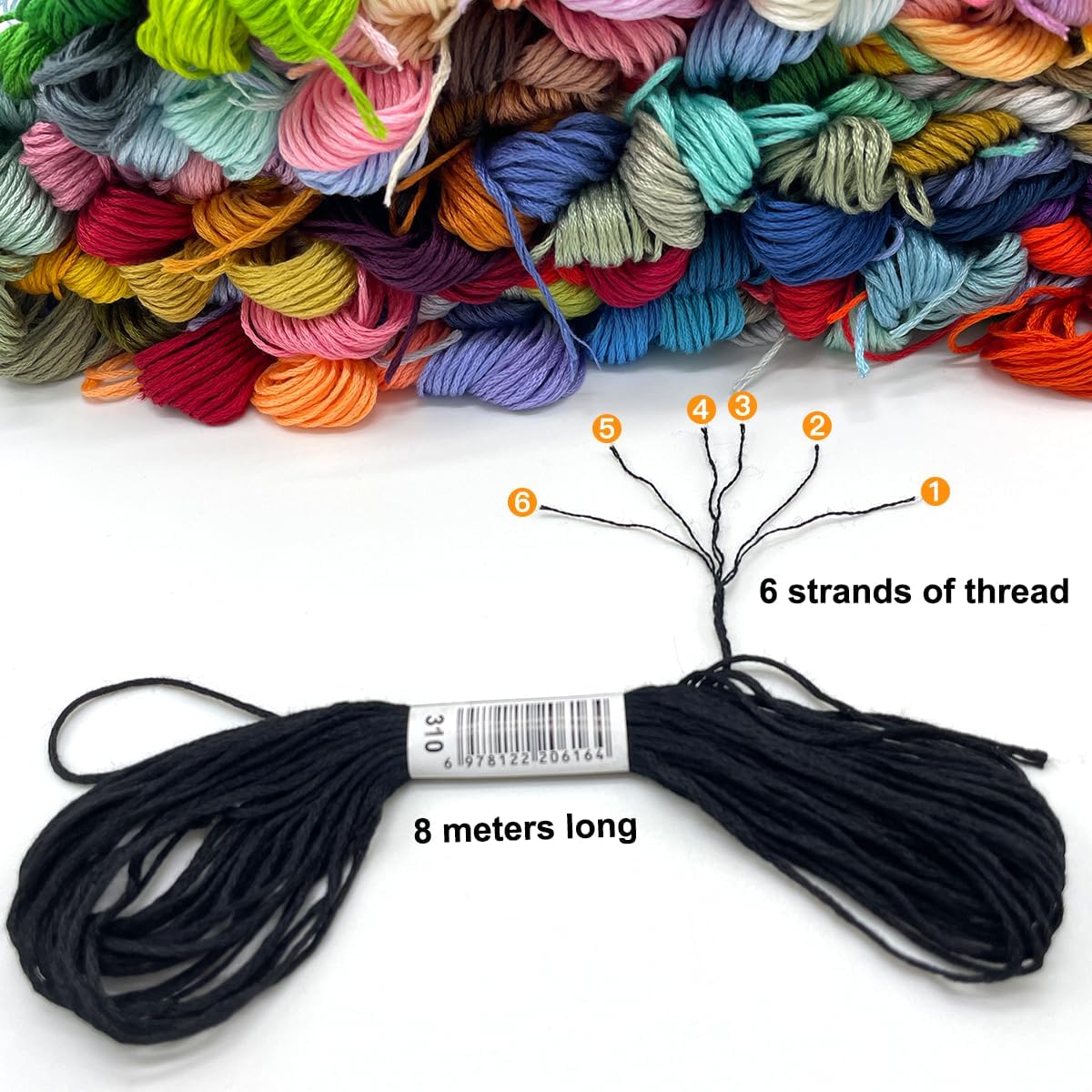Bracelet String Kits, 50 Colors Rainbow Color Embroidery Thread, Cross Stitch Embroidery Thread, Cotton Thread, Bracelet Yarn, Craft Threads (50 Color)