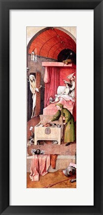 Framed Art Death and the Miser, c.1485-90 by Hieronymus Bosch Wall Decor 18x24 Artwork