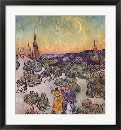 Framed Art The Promenade, Evening by Vincent Van Gogh Wall Decor 18x24 Artwork