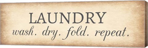 Framed Art Aged Laundry Sign - Wash Dry Fold Repeat Wall Decor 18x24 Artwork