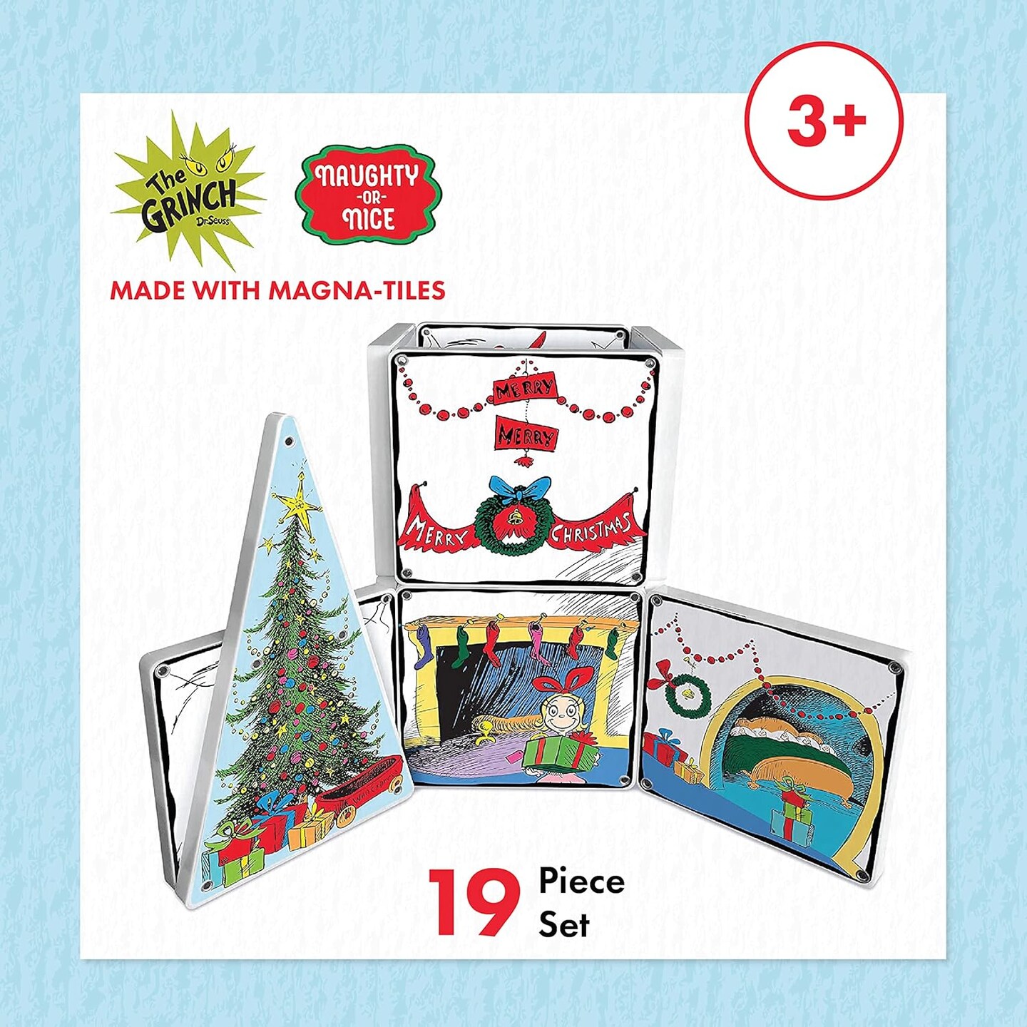 Magna-Tiles Limited Edition Grinch Magnetic Building Toys from Dr. Seuss&#x2019; &#x201C;How The Grinch Stole Christmas&#x201D; Book, Educational Toys for Ages 3+, 19 Pieces