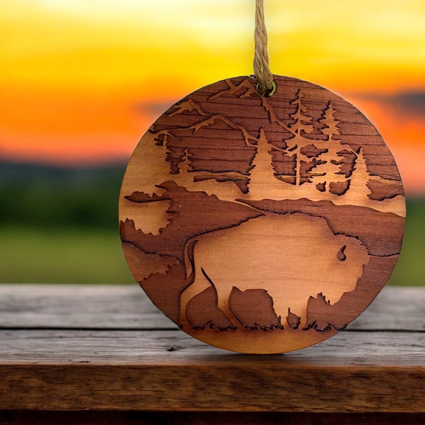 Free Range American Bison - Cedar Ornament