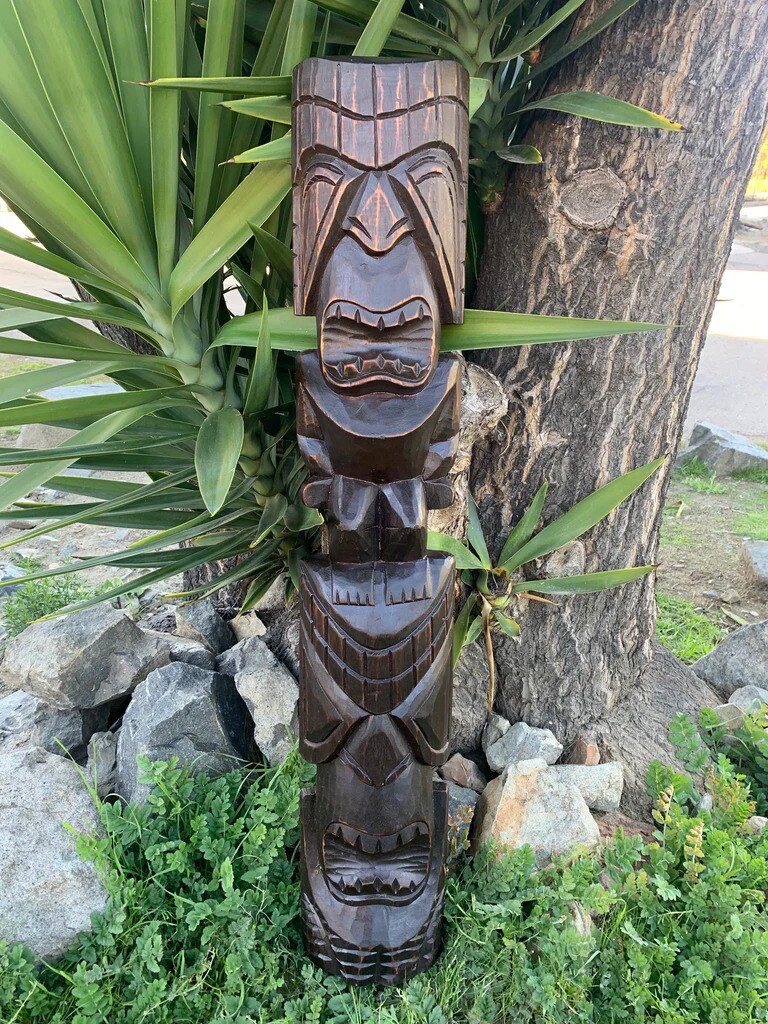 Ku and Kane Hawaiian Tiki Wood Carving Bar Patio Decor 39