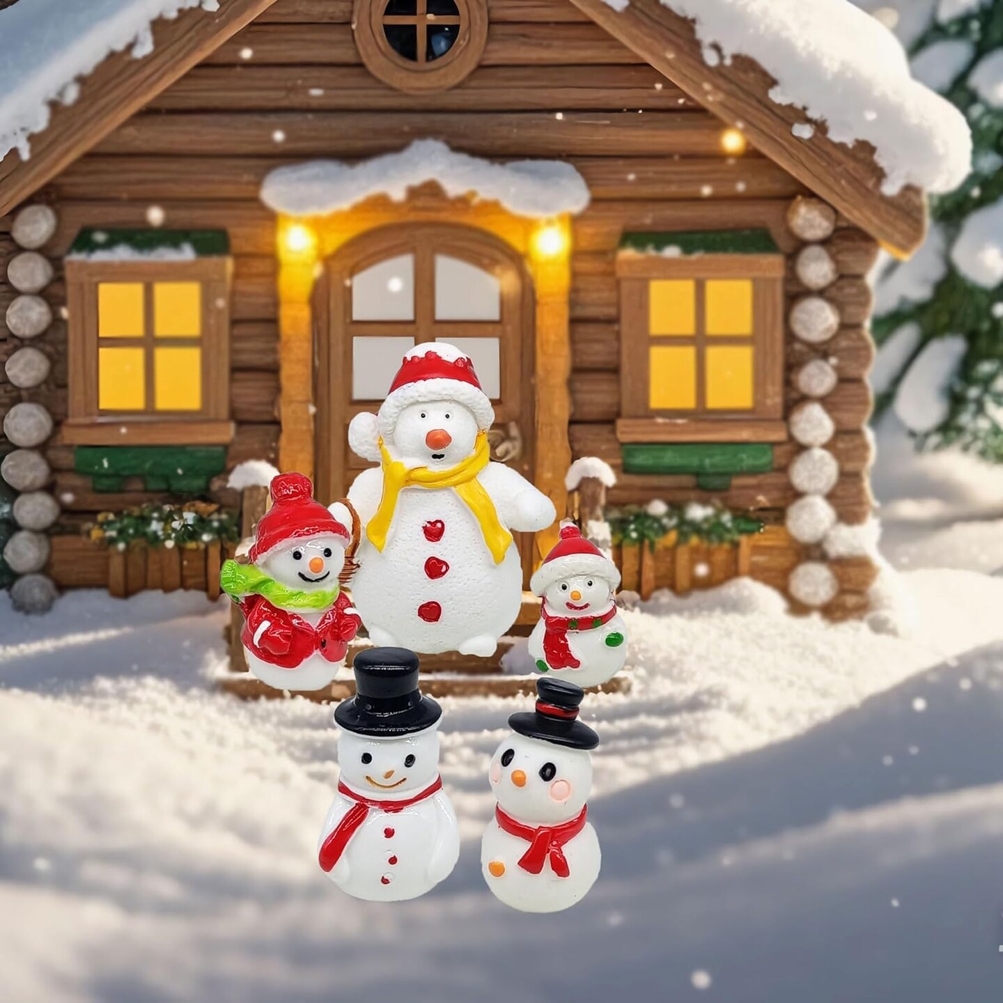 30 Styles Mini Resin Snowman Miniature Christmas Figurines Tiny Figures Bulk for Xmas Snow Globe Fairy Garden