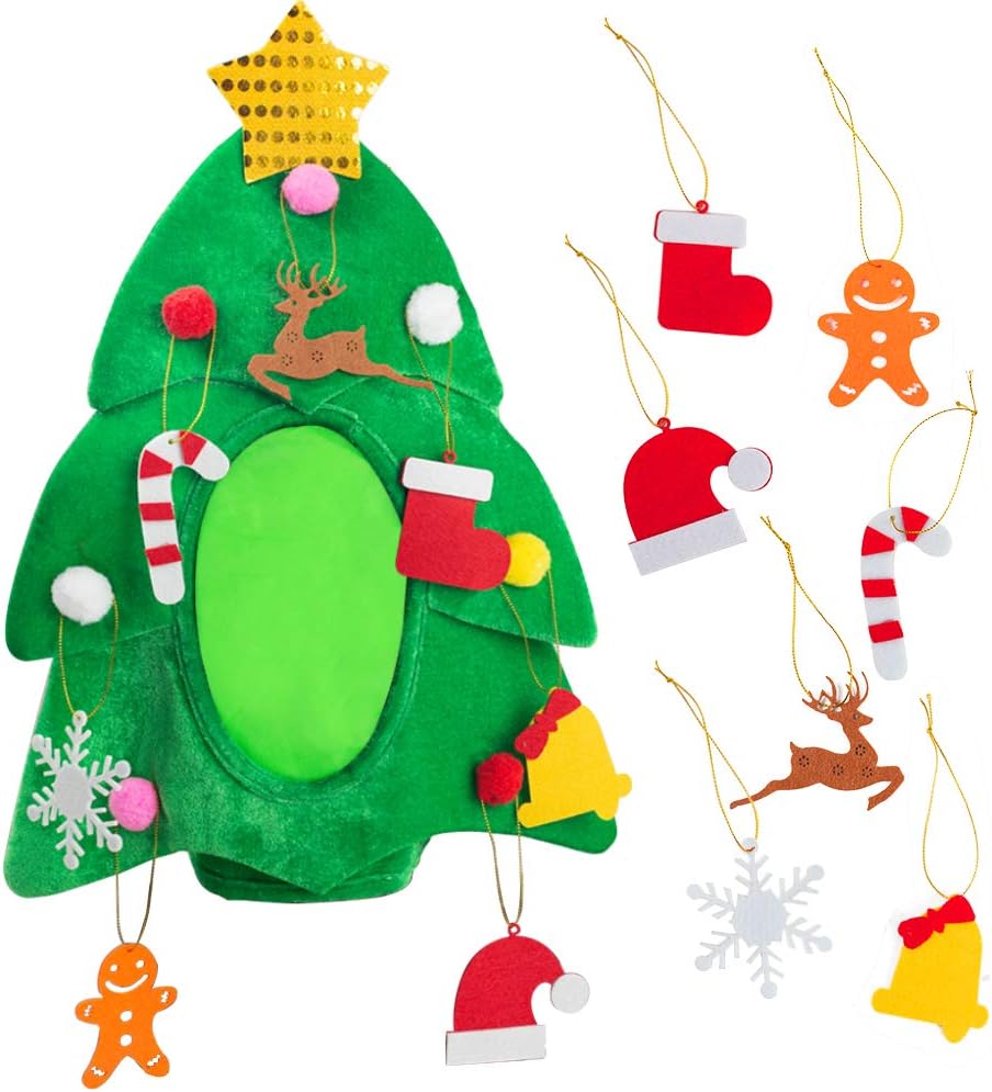 Christmas Tree Hat with 7PCS Ornaments, Funny Christmas Hat, Novelty Santa Hat Crazy Hats Christmas Party Hat Dress Up Celebrations