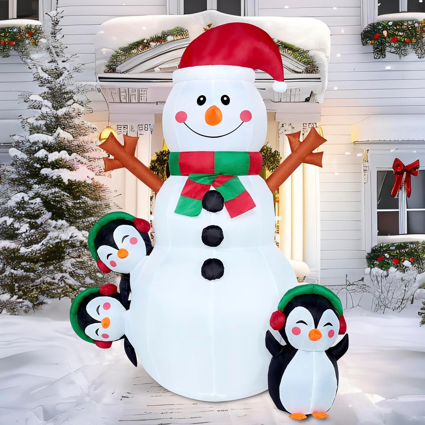 6 FT deals Snowman Inflatable with Build-in LEDs Blow Up Inflatables for Xmas Party