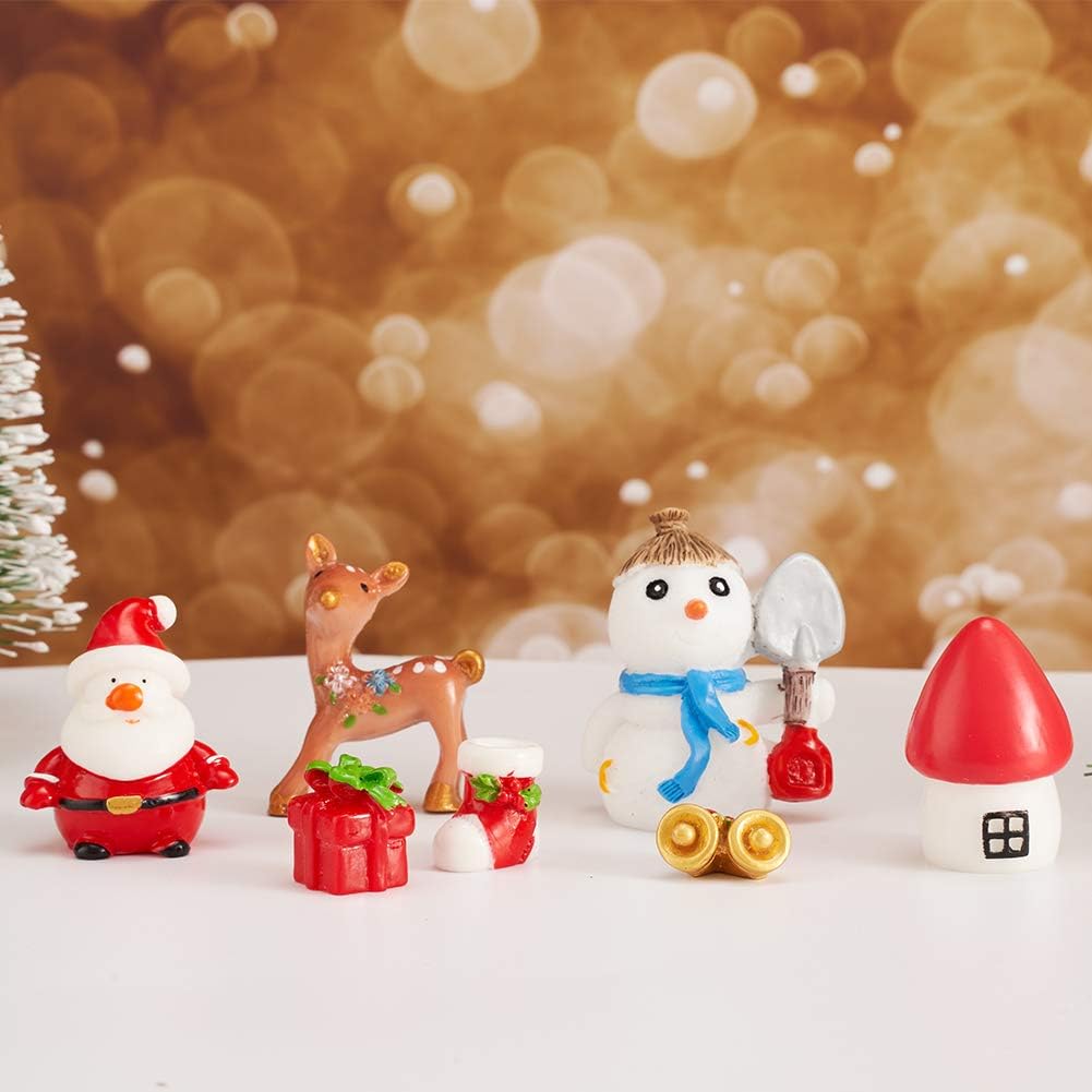 38PCS Christmas Miniature Figurines Ornament Kit Santa Claus Tree Resin Decoration for Fairy Garden Doll House Home Decor