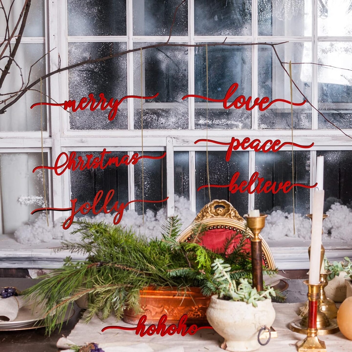 Christmas Wooden Letter Wall Sign Decor 12Pcs, Wooden Words Cutouts for Home Decorations, Table Plate Rustic Ornaments, Blessed Joyful Believe Welcome Merry Christmas Red Wooden Signs…