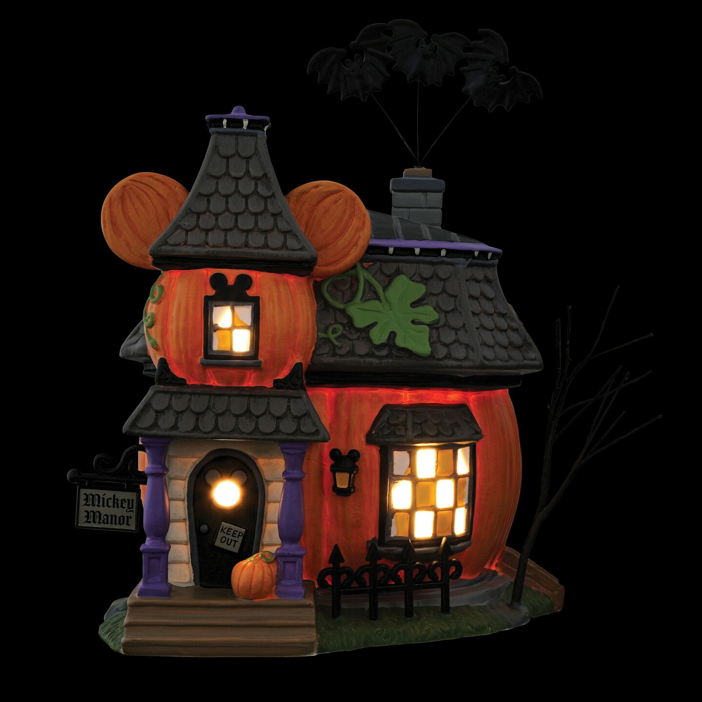 Department 56 Disney Village Mickey&#x27;s Haunted Manor Halloween Lit Village Building 7in H