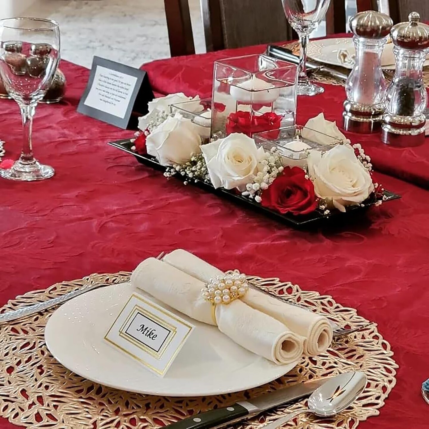 12 Pack Round Pressed Vinyl Placemats, Non-Slip Washable Gold Christmas Wedding Accent Centerpiece Placemat for Dining Table Kitchen Decor, 15inch