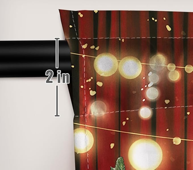 Christmas Window Curtain Winter Xmas Tree Glitter Bokeh Print Curtains Home Decor Rod Pocket Darkening Drapes for Bedroom Living Room 82 in x 84 in