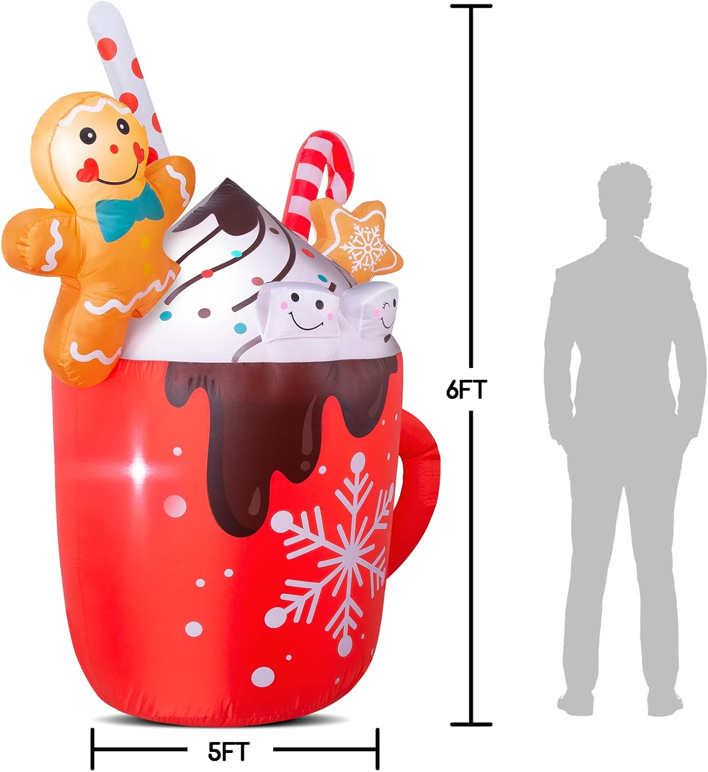 6FT sale Gingerbread Man in Hot Cocoa Mug