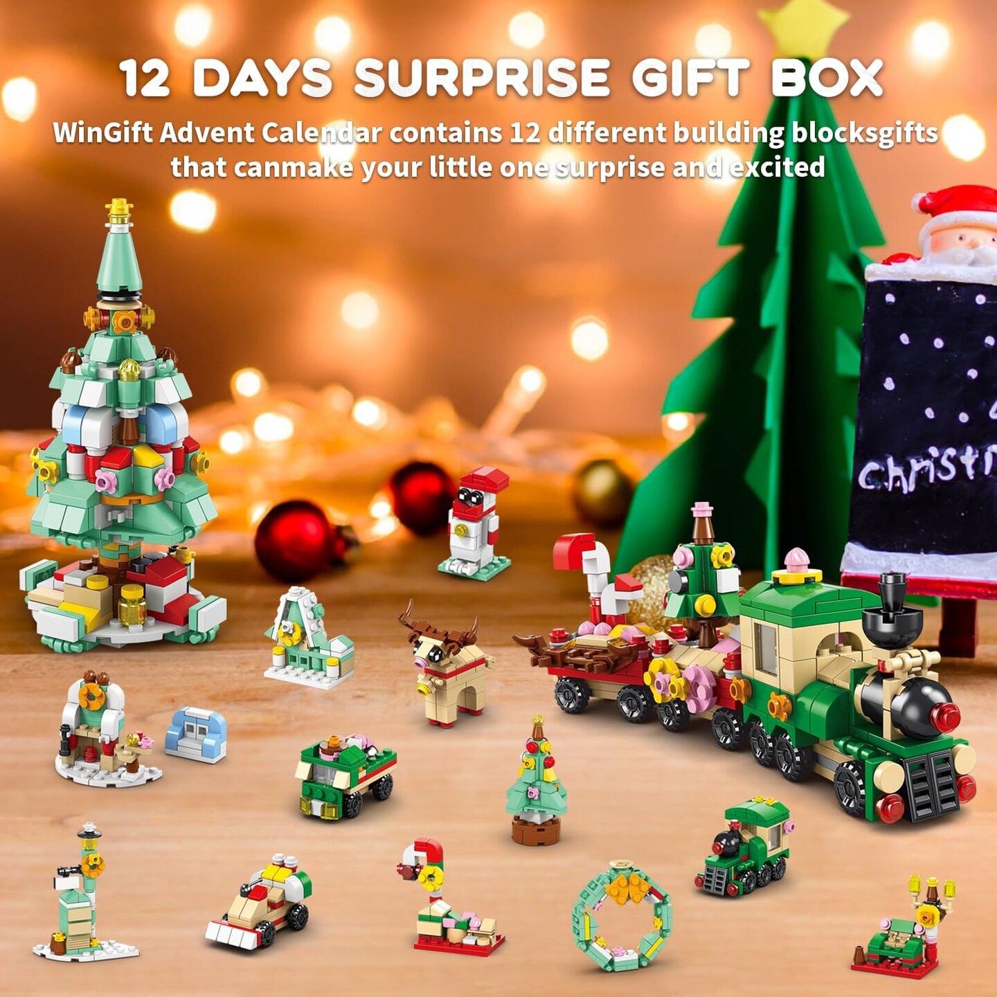 544 Piece Children&#x27;s Christmas Advent Gifts 2024, STEM Play Sets, Christmas Themed Mini-Block Sets, Surprise Collection Party Atmosphere Gifts, for Kids Boys Girls Ages 6+