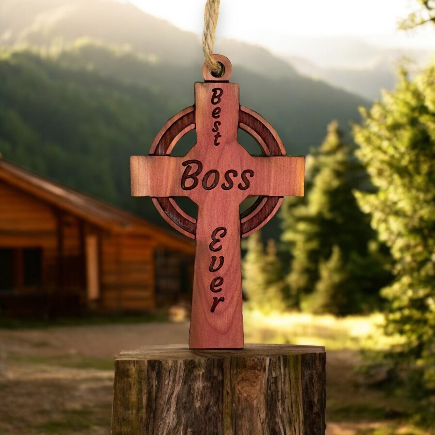Best Boss Ever Celtic Cross - Cedar Ornament Best Boss Ever Celtic Cross - Cedar Ornament