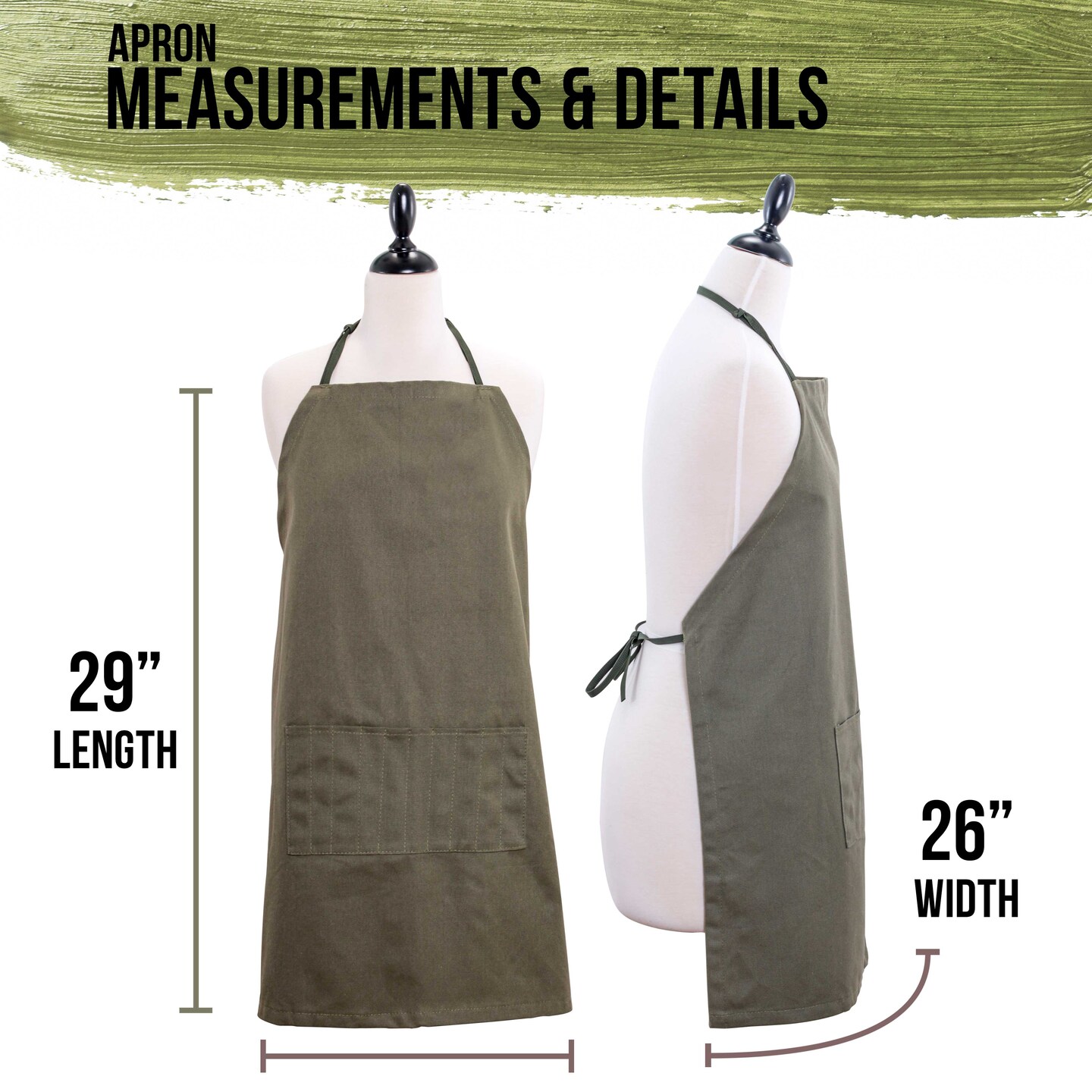 Extra Large Canvas Adjustable Artist Apron (Size: 30&#x22; x 25&#x22;)