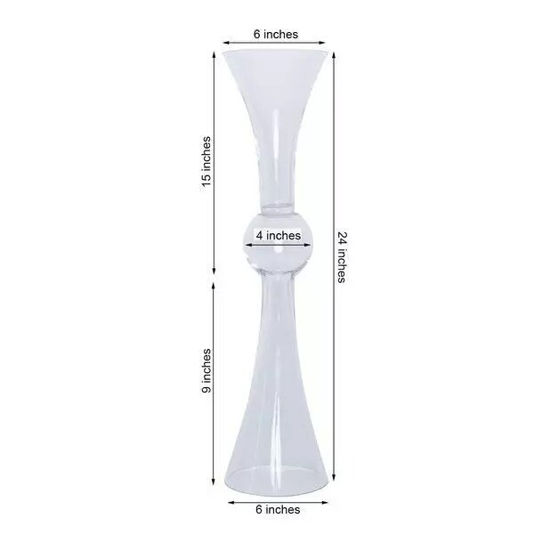 4 pcs 24&#x22; Reversible Trumpet Glass Wedding Vases Wedding Party Events Supplies