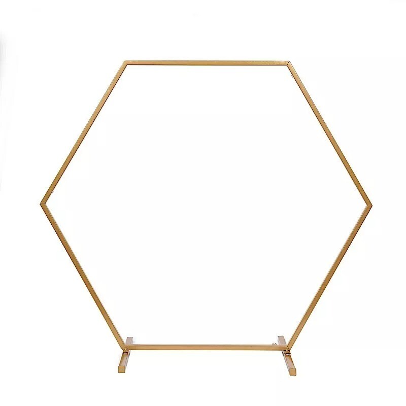 24" Gold Geometric Metal Flower Frame Hexagon Table Arch Centerpiece Party Event