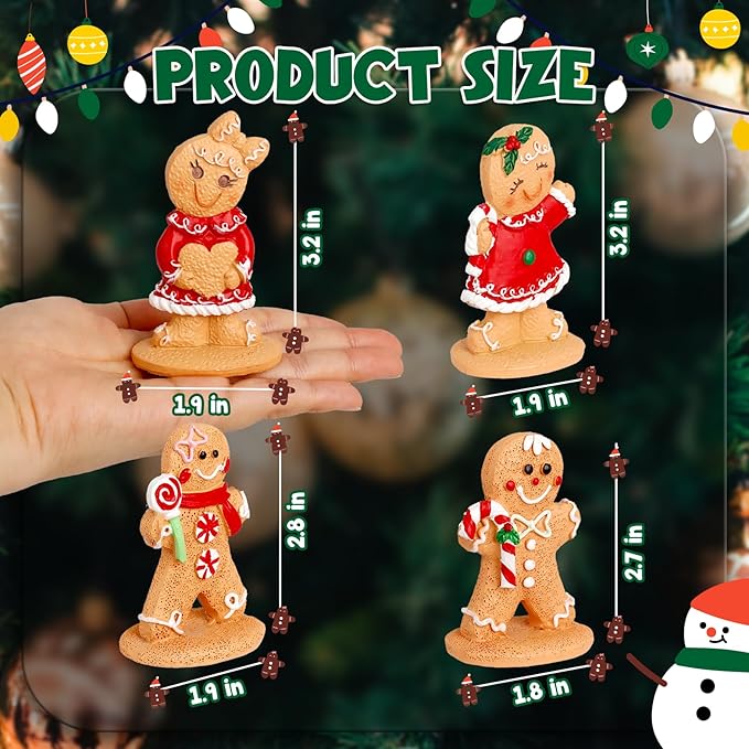 Christmas Gingerbread Man Ornaments, Resin Gingerbread Figurines Ornaments, Xmas Decor for Christmas Decoration Gifts