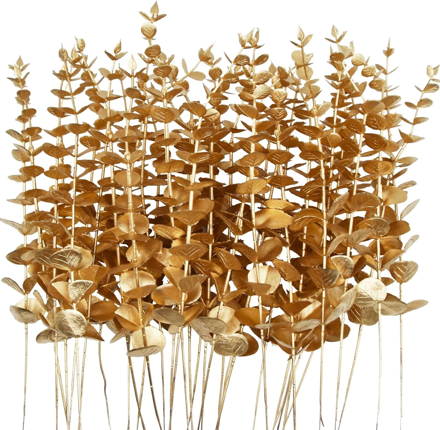 36 Pcs Gold Artificial Eucalyptus Stems 15&#x27;&#x27; Faux Eucalyptus Leaves Decor Fake Greenery Branches for Xmas branchs Decor Wedding Bouquet Centerpiece Flower Floral Arrangement Home Decoration