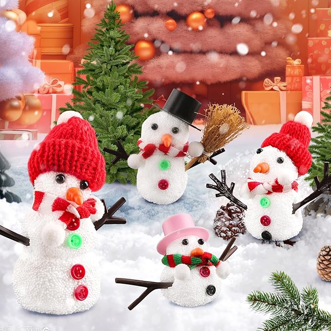 12 Pack DIY Snowman Kit, Christmas Crafts for Kids, Modeling Air Dry Clay Craft Kits for Kids, DIY Christmas Ornaments Kits, Christmas Party Favors Stocking Stuffers for Kids, Christmas Gifts