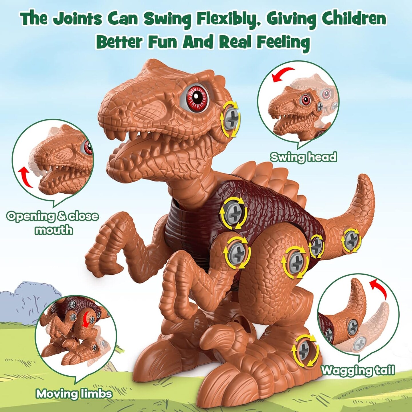 Dinosaur Toys for 3 4 5 6 7 8 Year Old Boys, Kids Take Apart STEM Construction Building Kids Toys with Electric Drill, Party Christmas Birthday Gifts Boys Girls