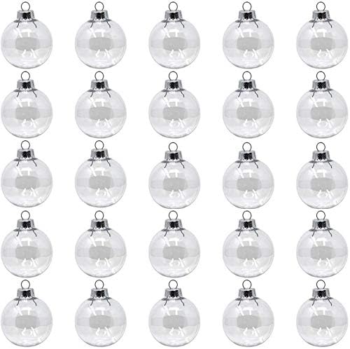 Bulk Value Pack of 25 pcs - 67mm (2-5/8 Inch) Round Clear Plastic Ball Ornaments - Great for Crafting DIY Christmas Ornaments
