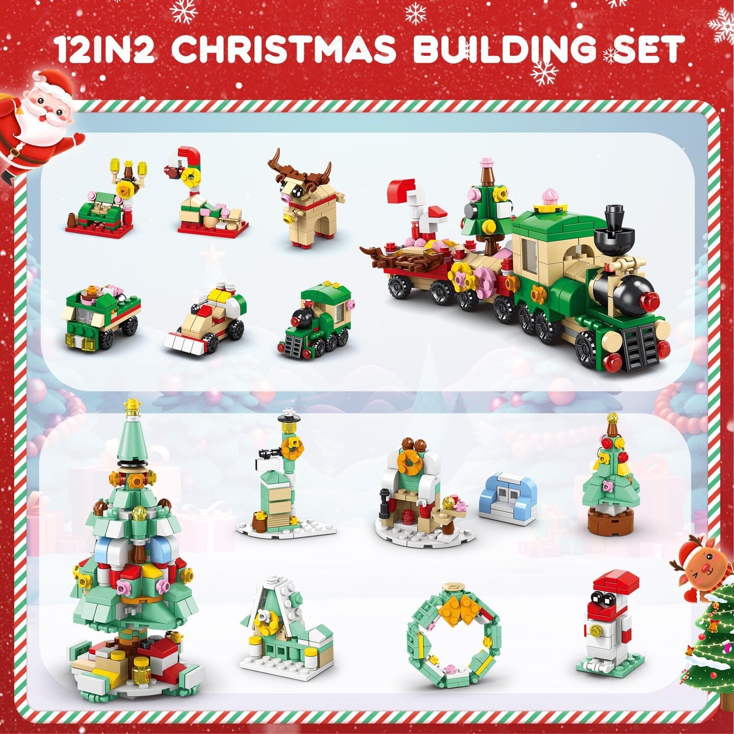 544 Piece Children&#x27;s Christmas Advent Gifts 2024, STEM Play Sets, Christmas Themed Mini-Block Sets, Surprise Collection Party Atmosphere Gifts, for Kids Boys Girls Ages 6+