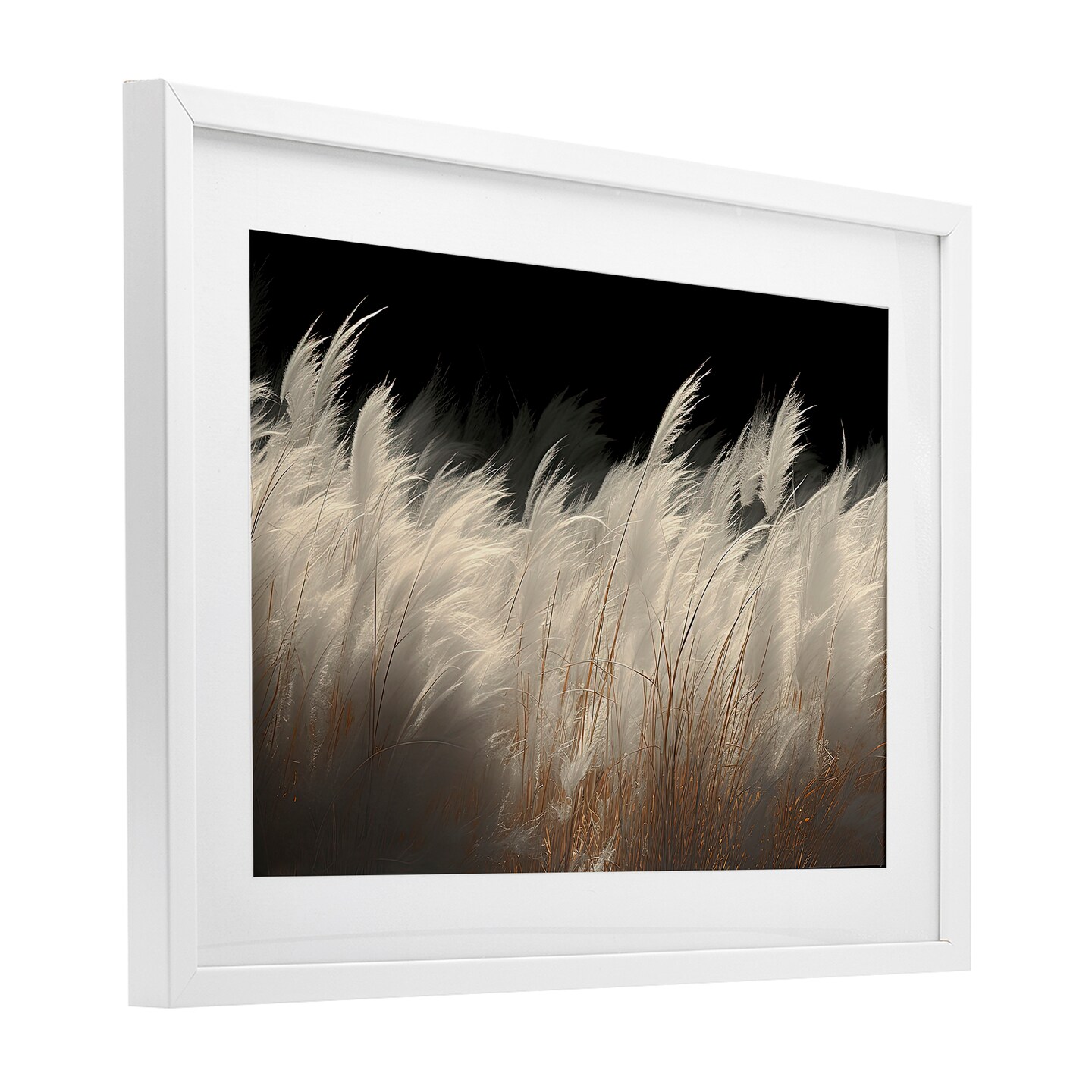 Stupell Industries White Feathers Windblown Grasses Framed Print Under Glass, design by Decent Exposures