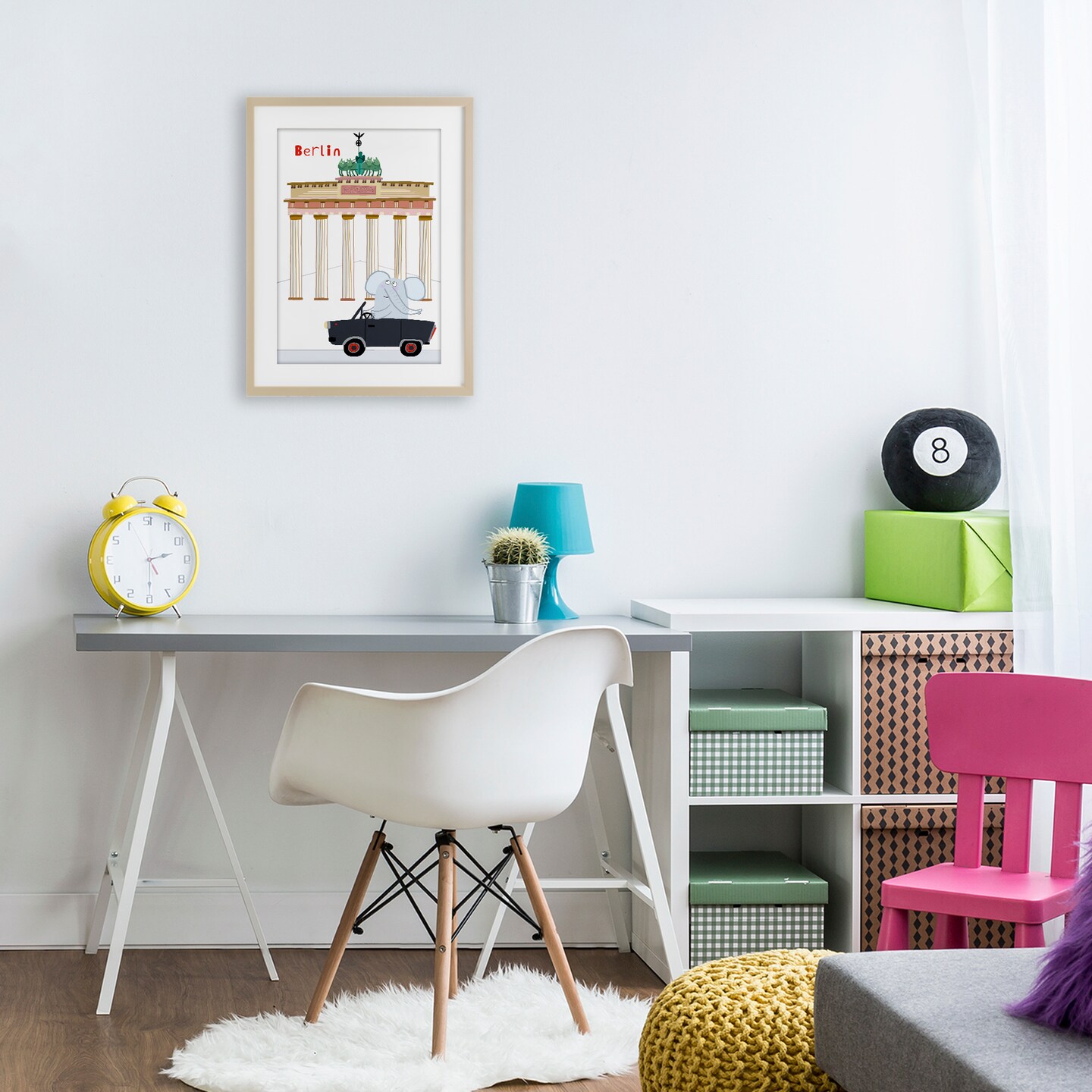 Stupell Industries Elephant & Berlin Architecture Framed Print Under Glass, design by Carla Daly