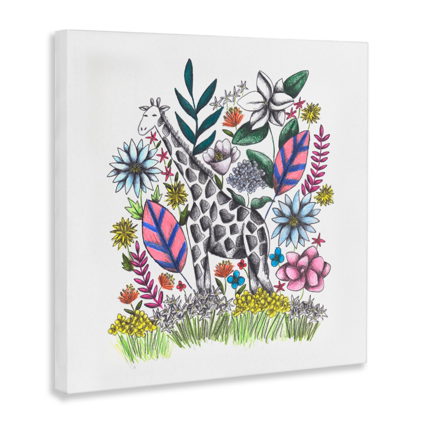 Stupell Industries Giraffe in Midst of Flowers Canvas, design by Cecilia Battaini