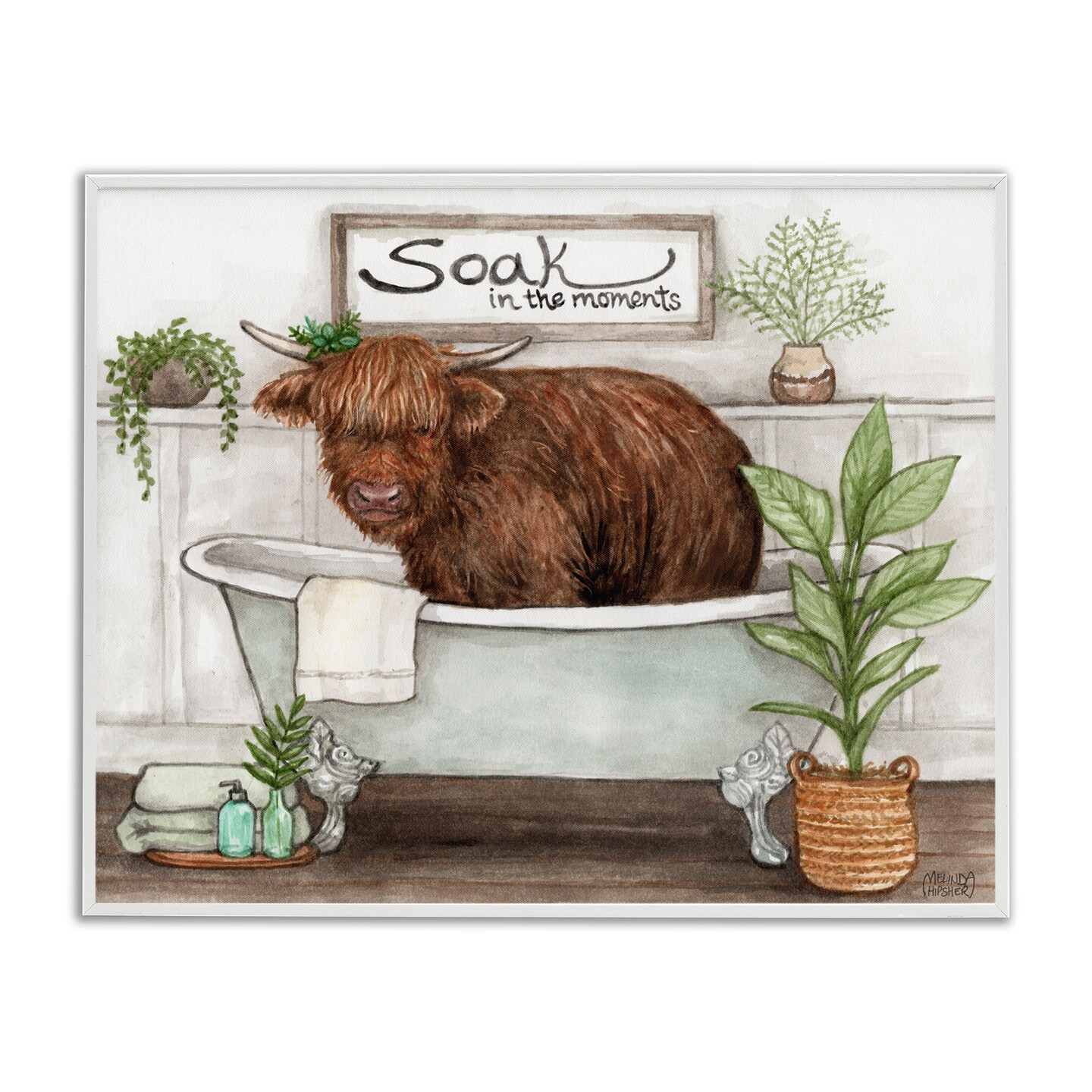 Stupell Industries Soak In Moments Cattle Framed Giclee, design by Melinda Hipsher