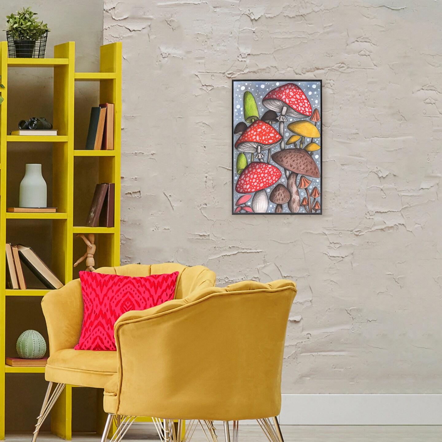 Stupell Industries Sketched Magical Mushrooms Framed Giclee, design by Cecilia Battaini