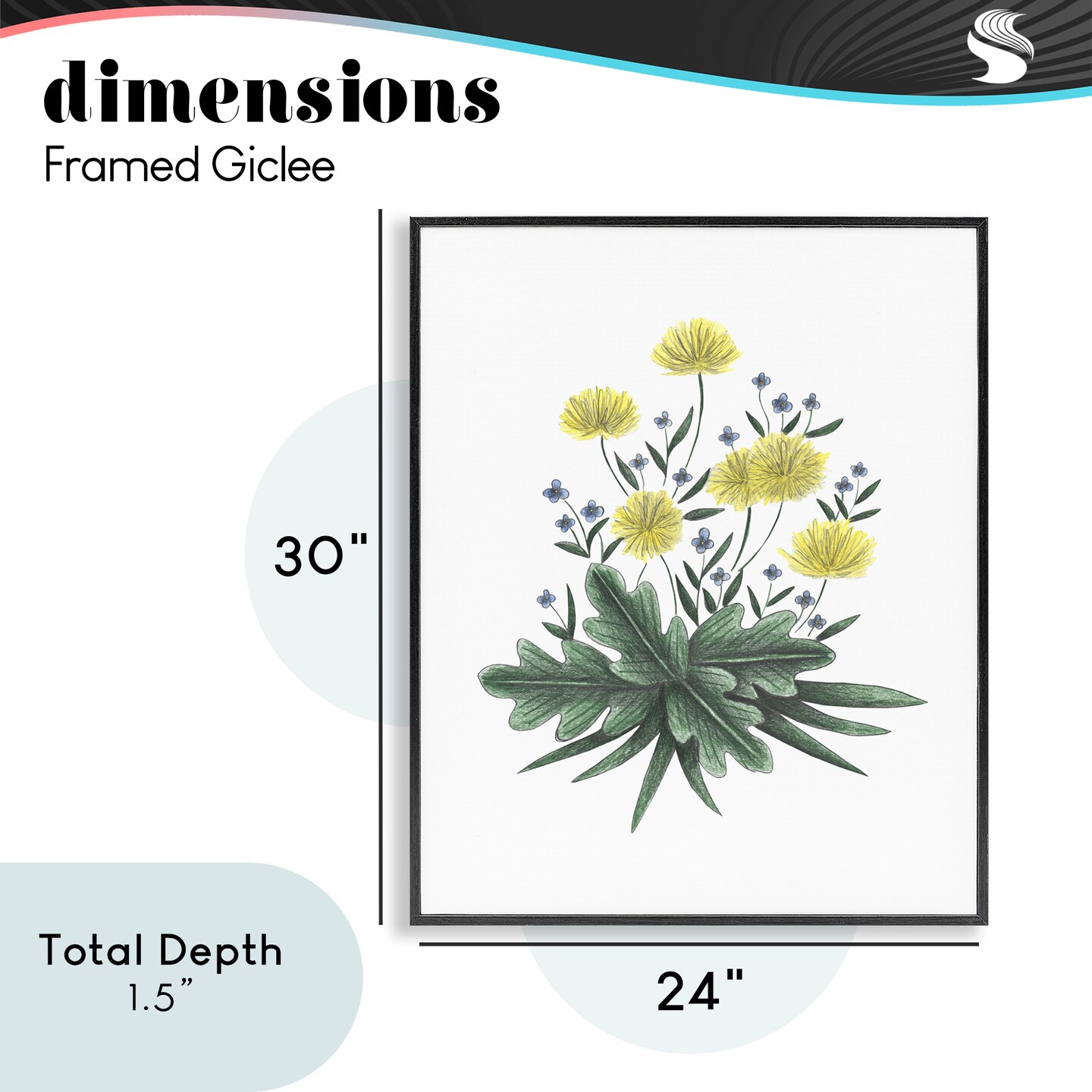 Stupell Industries Dandelion Flower Illustration Framed Giclee, design by Cecilia Battaini