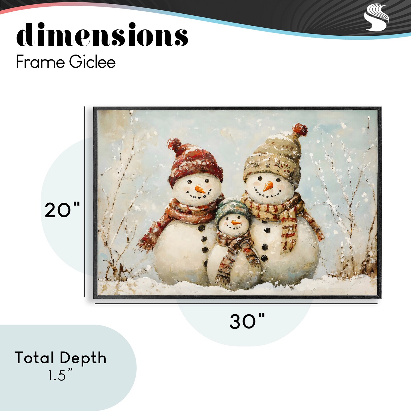 Stupell Industries Snowman Family Of Three Framed Giclee, design by Petal Prints Design