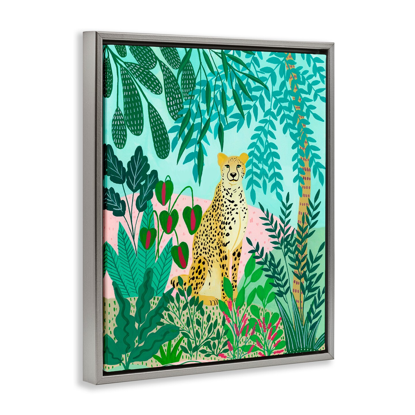Stupell Industries Stoic Leopard Tropical Forest Floating Frame, design by Nabeela Rumi