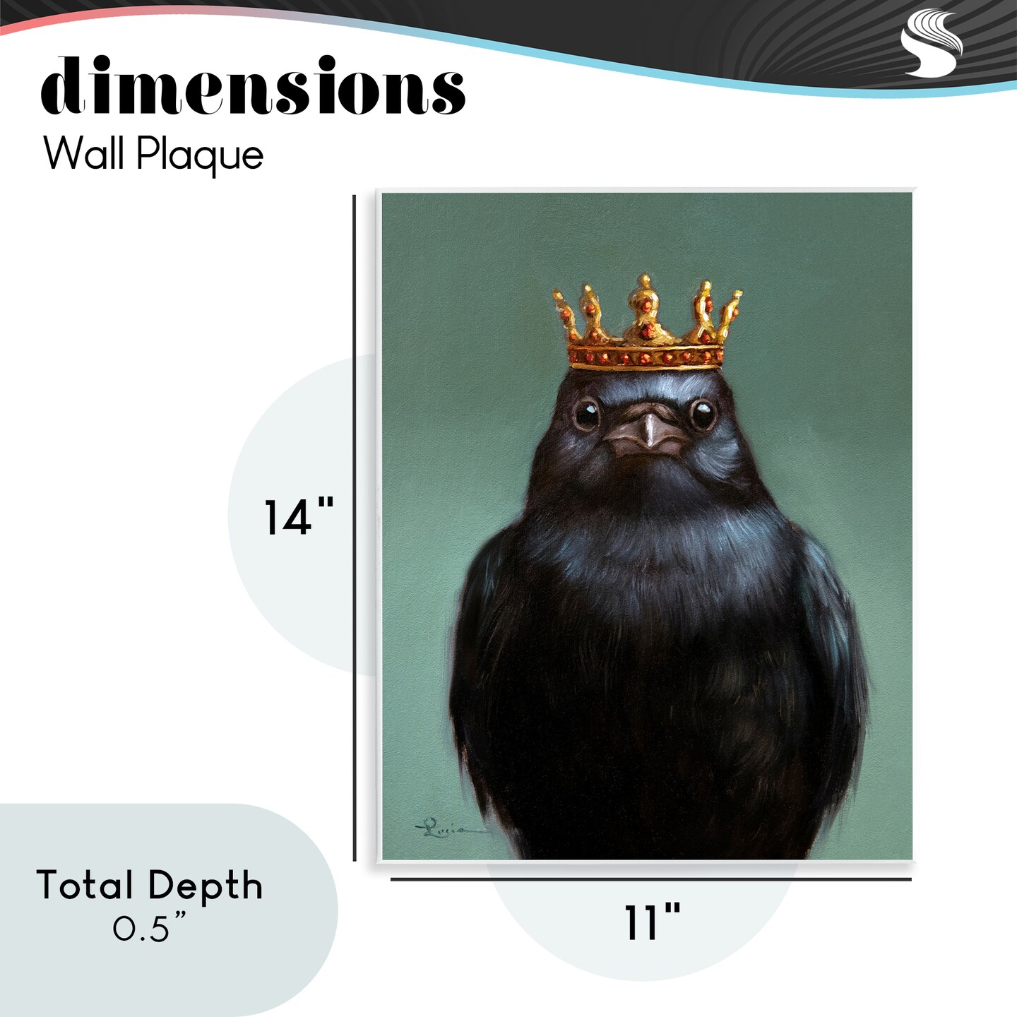 Stupell Industries King Crow Portrait Wall Plaque, design by Lucia Heffernan